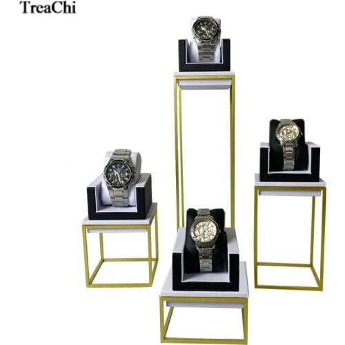 Fashion Metal Watch Jewelry Displaly Stand Store Raiser Rack Bracelet Chain Storage Holder Window PU Wrestwatch Showcase Rack