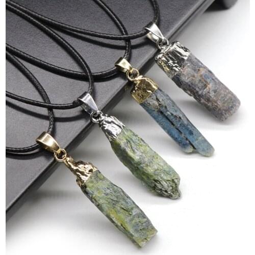 Fashion Natural Stone Crystal Pendant Necklaces Irregular Shape Natural Blue SPAR Luxur Electroplating Gold Pendant 4 Choice