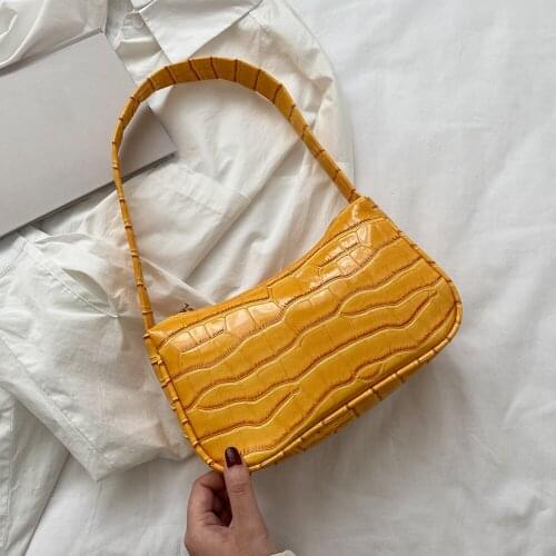 Popular Alligator Pattern Underarm Bag Fashion Solid Color Handbags Women Bright Leather Shoulder Bag Ladies Casual Travel Totes