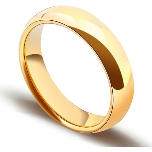 Simple Jewelry Gold Color Engagement RingTungsten Finger Rings for Male Female Dome Band 3.5mm/5mm Width Free Shipping 4-12