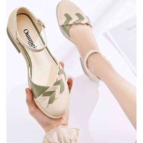 LIHUAMAO summer women square heel sandals casual comfy Med heel Ankle strap fashion round toe elegance lady sandals women shoes