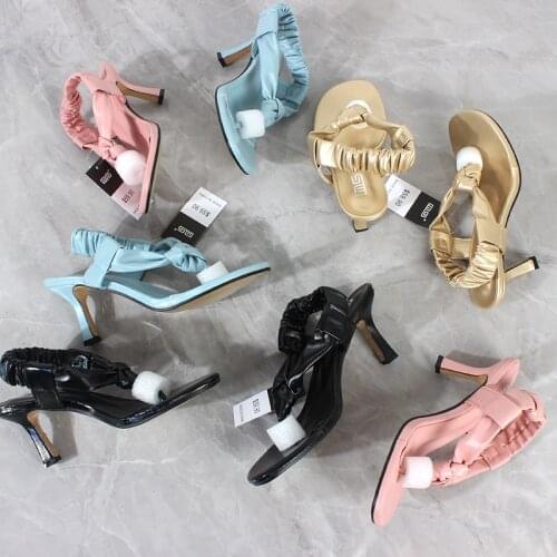 Womens Shoes 2021 Summer New Comfortable Soft Surface PU Flip-Flop Elastic High Heel Casual Korean Womens Sandals 7.5CM