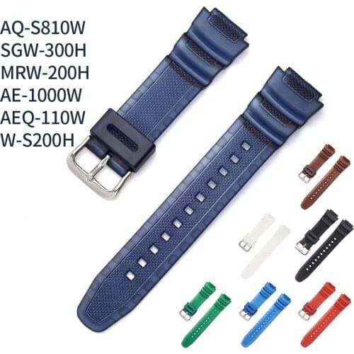 18mm Colorful PU Replacement Strap Watchband for Casio AQ-S810W/S800W SGW-300H/400H AE-1000W W-S200H Black Wrist Band Bracelet