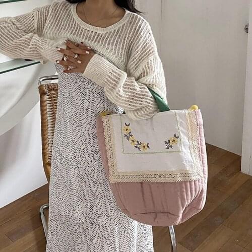 INS Style Shoulder Bag Bucket Ladies Fabric Bag Antique Canvas Messenger Bag Mommy Bag