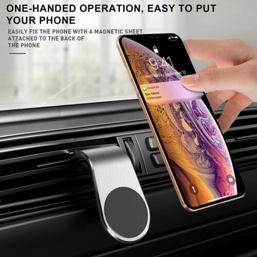 Universal 360 Degrees Rotation L-Shape Metal Magnetic Car Phone Holder Mini Air Vent Clip Holder in Car GPS Mount For Phone
