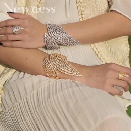 Newness New Arrive Luxury Wing Shape Super Shing Full AAA Cubic Zriconia Wedding Saudi Arabic Dubai Bangle Ring Set For Women