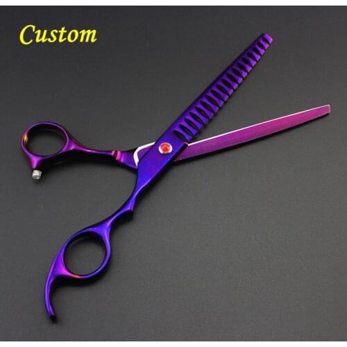 Customize logo Japan 7 '' voilet dog grooming hair scissors Pet grooming barber thinning scissor shears hairdressing scissors