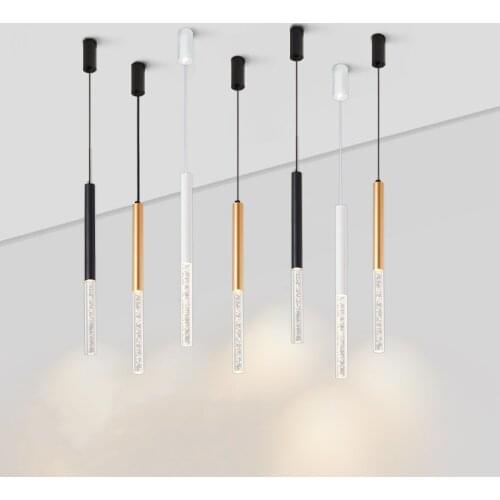West Asia Nordic cylindrical long tube chandelier led creative restaurant bar creative bubble black and white gold single head s