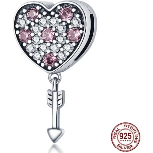 100% Real 925Sterling Silver Heart-ToHeart Flat Beads Fit Original Pandora Bracelet&Bangle Making Fashion DIY Jewelry For Women