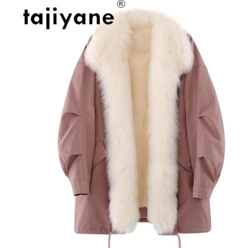 Winter Women Coats 2021 New Real Rex Rabbit Fur Lining Jackets Woman Natural Fox Fur Collar Jacket Mujer Parkas TN474