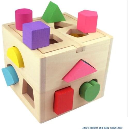 67JC Wooden cube toy cube puzzle baby plug-in box