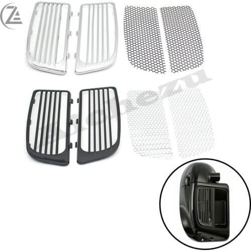 ACZ Motorcycle Accessories Black/Chrome ABS Radiator Grills Lower Fairing Twin Cooled For Harley Touring Models Electra Street G