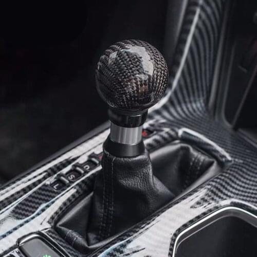 Car Automatic Shift Knob Real Carbon Fiber Gear Shift Knob Shifter Lever Ball Shape Auto Accessiores Universal for Honda Civic