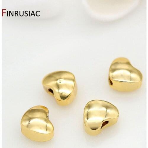 14k Real Gold Plated 6mm Heart Beads Spacer Beads Handmade Bracelet Accessories DIY Beaded Material
