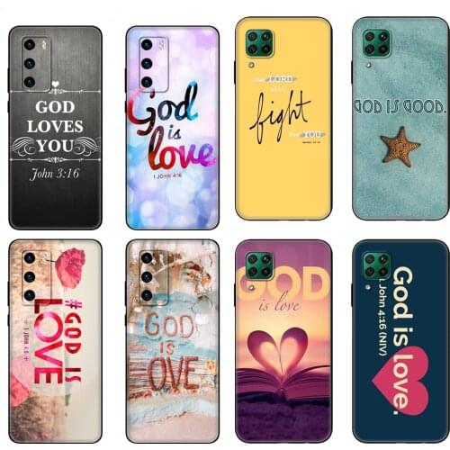 Black tpu Case For Huawei P30 Lite P30 Pro P40 Case For Huawei P40 LITE E P Smart 2020 Case Cover god is love