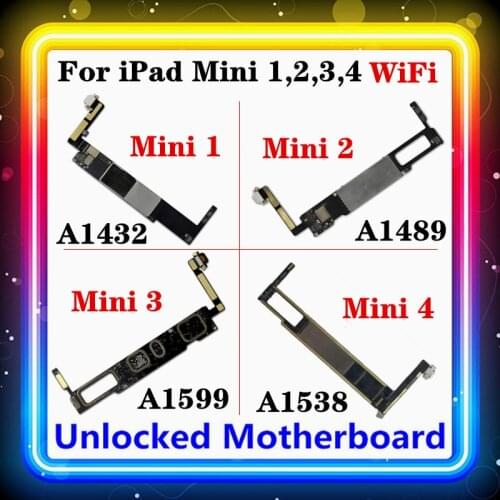 For IPad MINI 1,2,3,4 Motherboard A1432,A1489,A1599,A1538 WiFi/WLAN Version No Touch ID Free Clean Original Tested IOS Full Chip