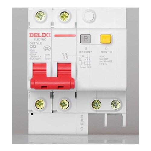 DZ47sLE 2P 40A 50A 63A 80A 100A 125A current Circuit breaker with over current and Leakage protection, air break switch