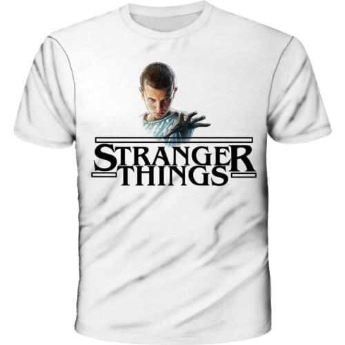 2021 New Stranger Things Printed Fashion Mens T shirt, Funny Casual Boys O-neck Top Tees, Trendy Street Loose Big Size Clothes