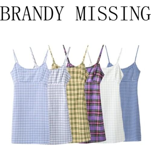 Slim Girls Kintting Cotton High Waist Dresses 2021 Summer Fashion Ladies Street wears Mini Skirt Women Plaid Thin Strappy Skirt