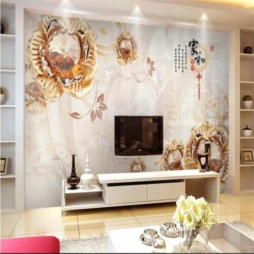 Beibehang Wallpaper Large Mural New Home and Rich Diamond Flowers Background Wall Painting Wallpaper wallpaper for walls 3 d