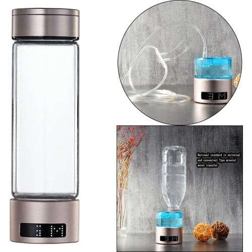 Portable Rechargeable Hydrogen Water Bottle Cups Travel Ionized Water Generator Adapter 1000-1200ppb