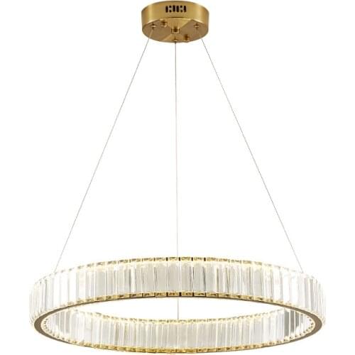 Light luxury crystal copper chandelier post-modern minimalist living room dining room bedroom ring chandelier