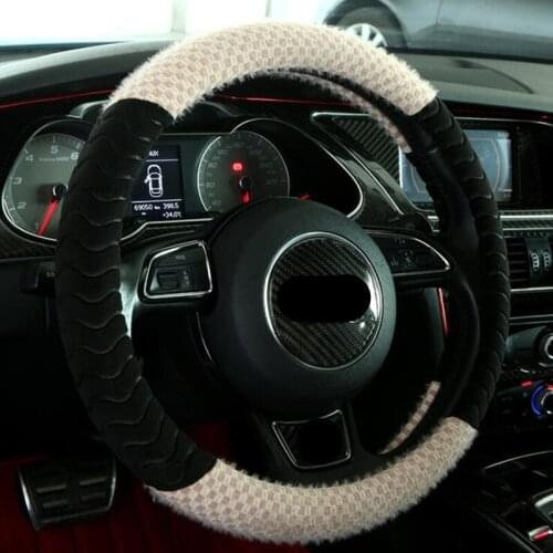 Warm Winter Plush Fabric Auto Decoration Car Steering Wheel Cover Auto Steering Covers Diameter 38cm Car Accessories
