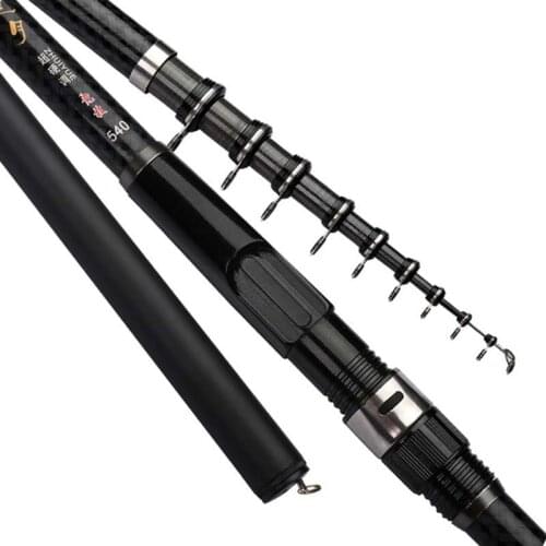 Carbon Fiber Rock Fishing Rod 3.6 / 4.5 / 5.4 / 6.3 / 7.2m Retractable Ultra-light Telescopic Fishing Pole Super-hard J018