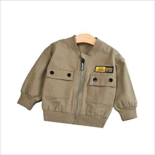 Spring Autumn Jackets Boys Girls Coat Bomber Jacket Green Boys Windbreaker Jacket Letter Cartoon Print Kids Children Jackets