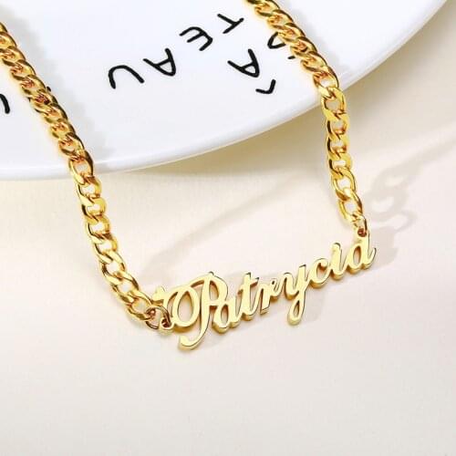 Vintage Customize Name Signature Necklace for Women Lady Anti Allergy Stainless Steel Choker Unique Meaningful Mothers Day Gift
