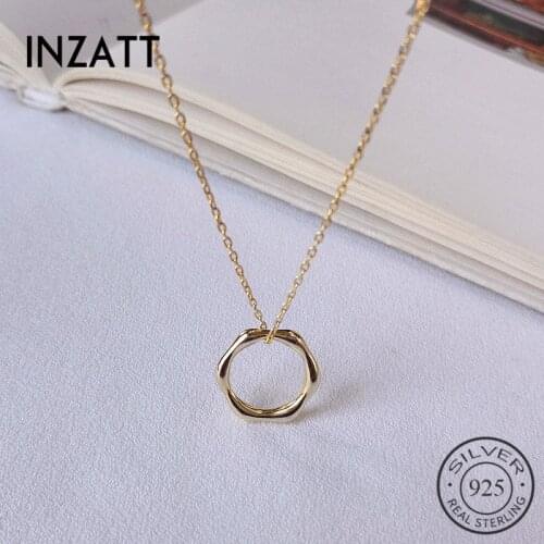 INZATT Real 925 Sterling Silver Hollow Geometric Octagon Pendant Necklace For Fashion Women Party Fine Jewelry Accessories Gift