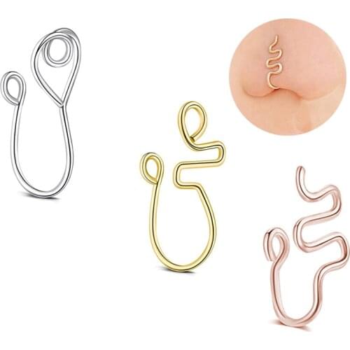1PC Surgical Steel Snake Fake Piercings Nose Cuff Non Piercing African Faux Nose Rings Jewelry Clip on Nose Ring for Women Men