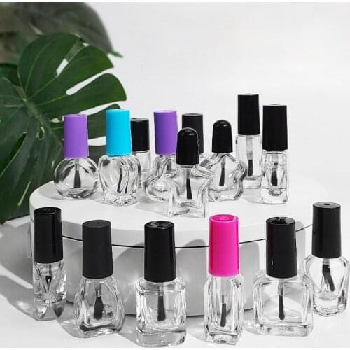 100pc/set 5ml glass nail polish bottle,empty bottle,transparent nail polish bottle with brush,various styles of customization