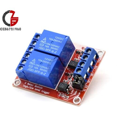 2 Channel 12V Relay Module Optocoupler High and Low Level Trigger for Arduino