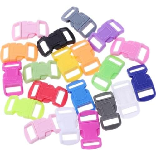 20pcs/lot Curved Side Release Plastic Buckle For Paracord Bracelet Mixed Color
