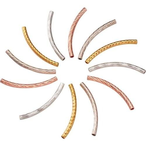 200pcs Brass Tube Beads Mixed Style Mixed Color DIY Jewelry Findings Components Making Crafts Supplies 35~45x2~4mm Hole:1.5~3mm