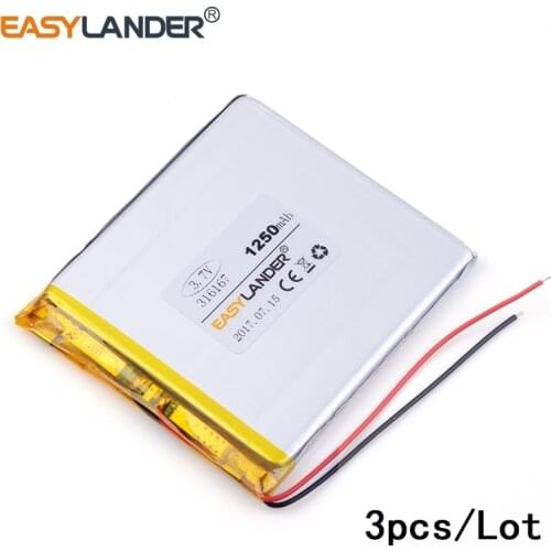 3pcs /Lot lithium Li ion polymer rechargeable battery 316167 1250mah rechargeable batteries treasure navigation tablet phone