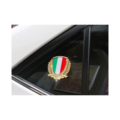 3D Auto Metal Gold Italy Flag Grain Car Emblem Badges Decals Sticker Automobile Accessories