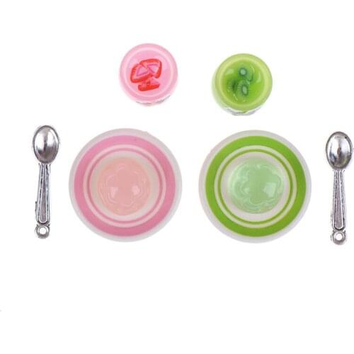 4Pcs/set 1/12 1/6 Dollhouse Miniature Food Jam Pudding Dolls House Kitchen Toys Accessories