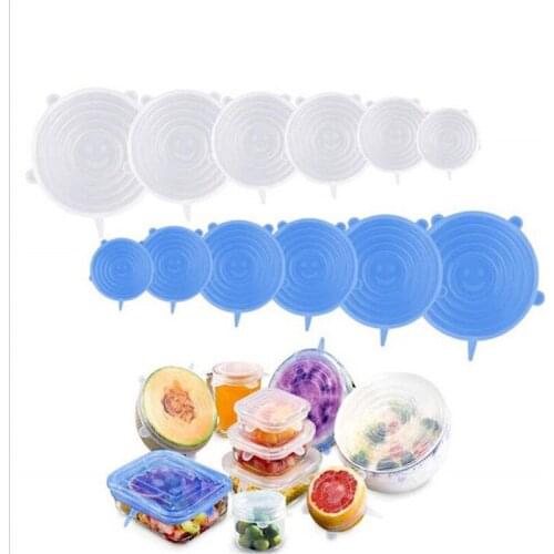 6Pcs Food-grade Silicone Lids Universal Lid Bowl Lid Kitchen Microwave Bowl Cover Refrigerator Airtight Plastic Wrap Cooking