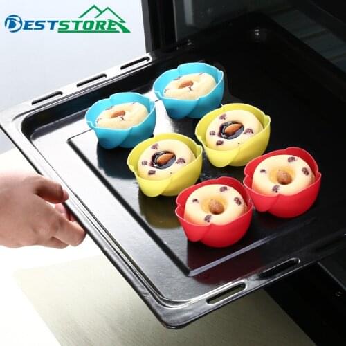 6 Pcs Small Rose Cake Mold DIY Baking Creative Item High Temperature Pudding Ice Food Grade Silicone Mold