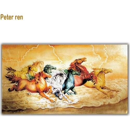 Diy Diamond painting cross stitch Arts and Crafts Animal horse 5d Full round\square mosaic icon diamond embroidery "Eight Horse"