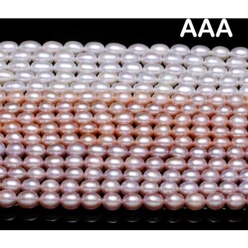 Natural Freshwater Pearl Beads Rank AAA Oval for Women Necklace Bracelet DIY Jewelry Making Size 6-7mm