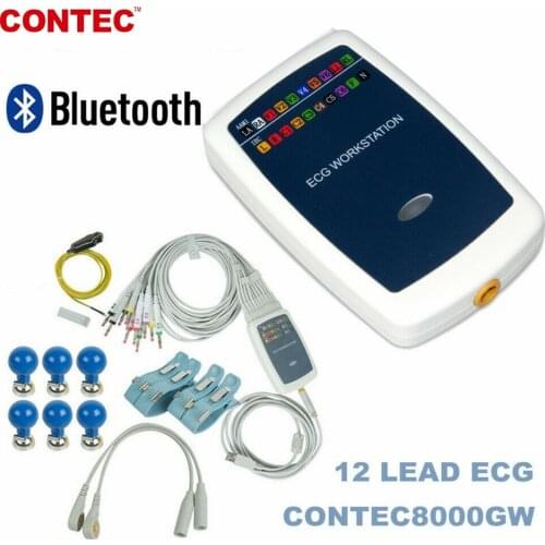 CONTEC8000GW Bluetooth ECG Workstation 12-lead Resting EKG Recorder System PC SW BP