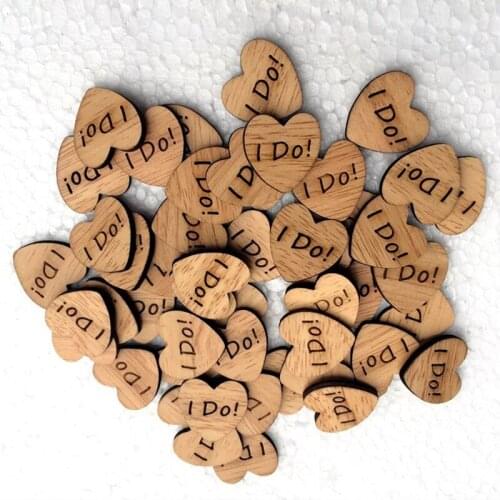 Rustic Wedding Decor, Table Decorations, Tiny Wooden Hearts, I Do Wood Hearts