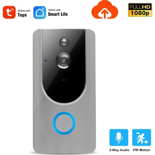 Tuya Smartlife App 1080P HD WiFi Doorbell Camera 2MP Wireless Visual Intercom Night vision IP Door Bell Home Security Camera