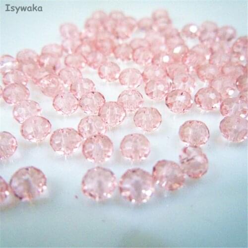 Isywaka Pink Color 3*4mm 145pcs Rondelle Austria faceted Crystal Glass Beads Loose Spacer Round Beads for Jewelry Making
