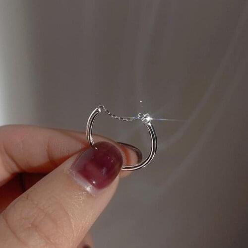 Exquisite Silver Color Chain Fine Rings for Cocktail Party Women Girlss White Crystal Zircon Rings Finger Ring Wedding Jewelry