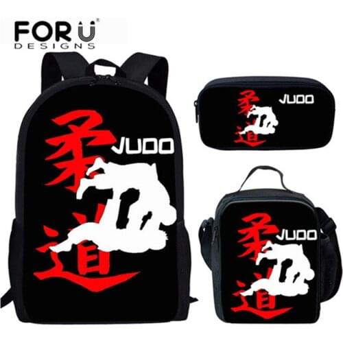 Cool Custom pattern Backpack Judo martial arts Print School Bags for Girls 3pcs/set Primary School Bag Children School Backpack