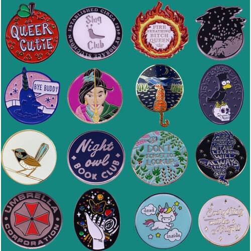 Creativity Round Hard Enamel Pins Brooch Collecting Fun Anime Movies Figure Cartoon Lapel Badges Women Fashion Jewelry Gifts